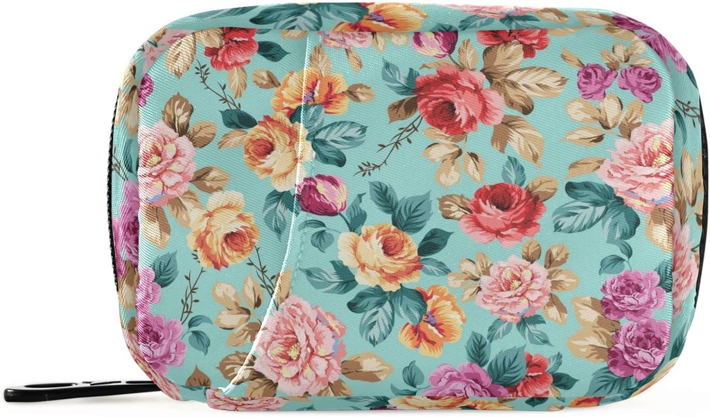 Rosa Orange Violett Blumen Pille Box 7 Tage Pille Case Tasche Reisen Pille Organizer Tasche mit Reißverschluss Tragbare Wöchentliche Tasche Kompakte Größe für Vitamin Supplement Halter