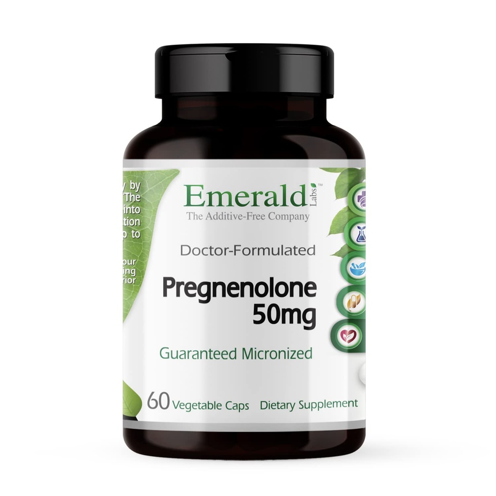 EMERALD LABS Pregnenolone 50mg - Premium Wellness-Ergänzung zur Unterstützung der Gehirngesundheit, Immununterstützung & Hormonal Balance - Glutenfrei - 60 Gemüsekapseln (30-Tage Versorgung)