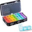Wöchentliche Pille Organizer 3 Mal pro Tag - Pille Box 7 Tag 3 Mal pro Tag mit niedlichen gesteppten Stoff Reißverschluss Tasche- Reise Pille Case 7 Tag 3 Mal pro Tag für Vitamin Medizin Organizer
