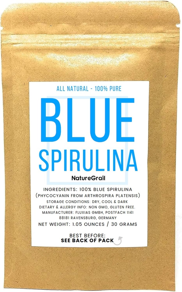Blaues Spirulina Pulver - 100% reines Phycocyanin - Deep Blue Food Coloring - Arthrospira Platensis - Nettogewicht: 1.05oz/30g