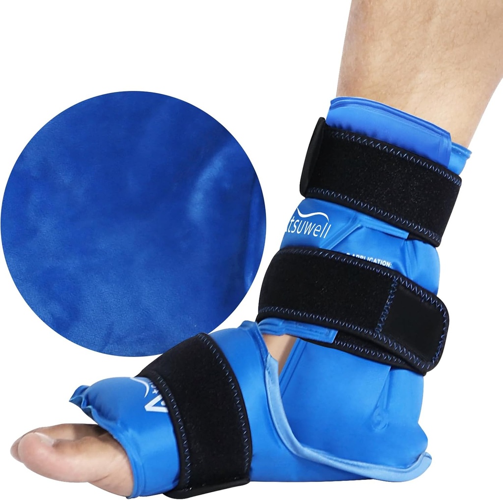 Atsuwell Ankle Ice Pack Wrap, Pack de glace réutilisable pour la cheville, Grand Gel Cold Pack Pied pour la compression froide, Gel de talon flexible pour les hommes femmes, Relaxation