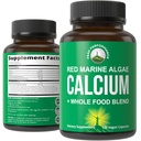Pflanzenbasiertes Kalzium - Rote Meeresalgen Kalziumergänzung mit Vitamin C, D3, K, Magnesium und vollständiger Lebensmittel-Pflanzenmischung. 120 Tabletten, Tabletten