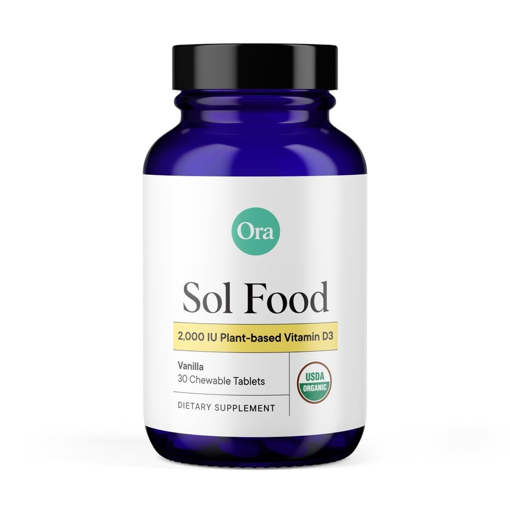 Ora Bio Vitamin D3 2000IU - Vegan Vitamin D Chewables aus Lichen für Knochengesundheit, Immununterstützung, & Mood | Maximale Absorption - 1 Monat Versorgung, 30 Vegan Chewable Vanille Tabletten
