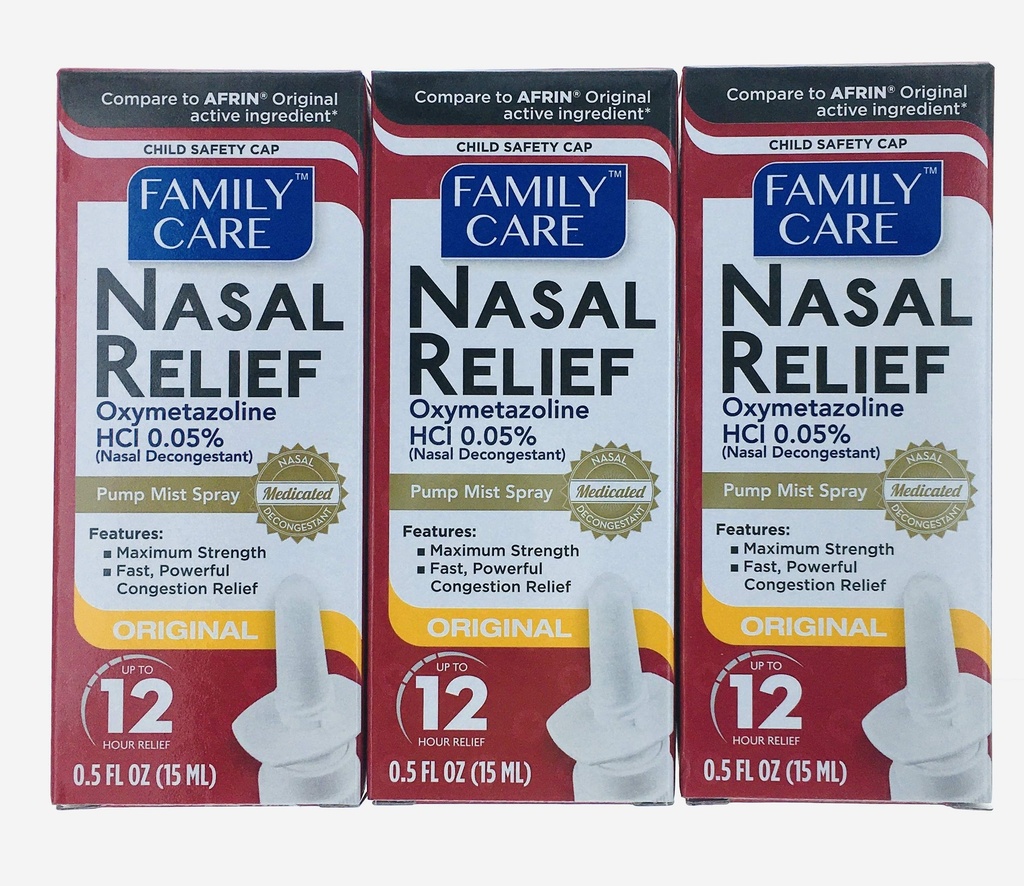 Family Care Nasal Relief Pump Mist Spray .5OZ [ Packung mit 3 ]