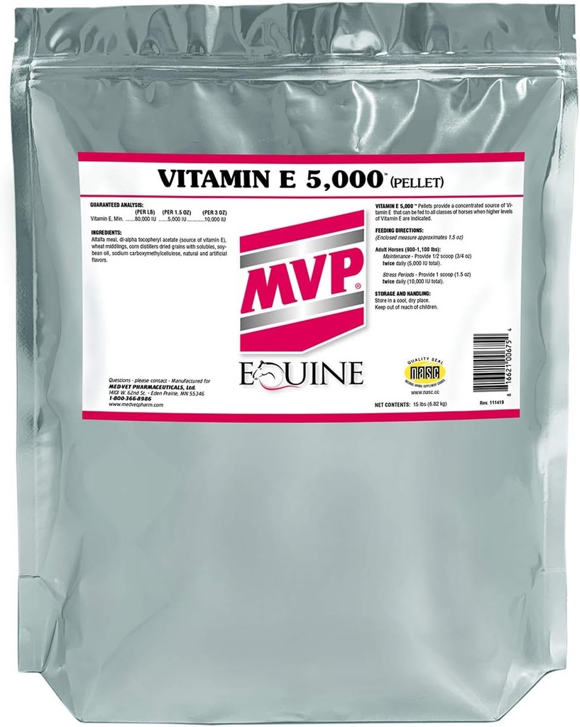 MVP Vitamin E 5.000 (15lb) Pelleted Vitamin E für Pferde...