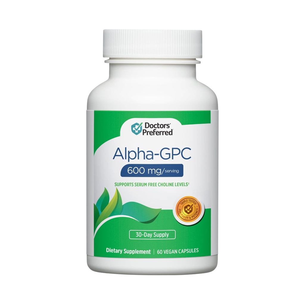 Supplément Alpha GPC de DOCTORS - Formule Premium. 600 MG/Serveur, 60 capsules véganes, 30 jours de ravitaillement