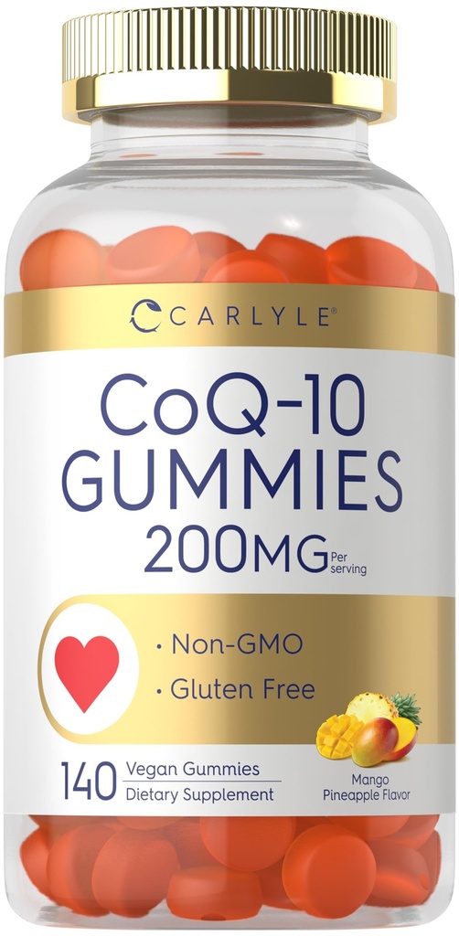 Carlyle CoQ10 200 mg Gummie | 140 Count | Mango Ananas Flavor | Vegan, Non-GMO, Glutenfreie Ergänzung