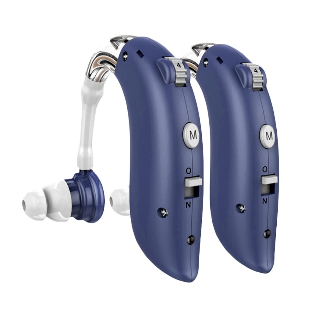 DELLONA Aides auditives à haut rendement pour les personnes âgées Perte auditive sévère, rechargeable avec annulation de bruit (paire), 4 modes - Aide auditive design confort, PSAP