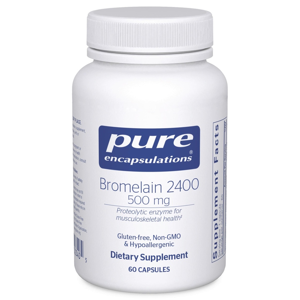 Pure Encapsulations Bromelain 2400 500 mg - für Verdauungsunterstützung & Musculoskeletal Gesundheit - Unterstützt Gelenke & Muskelrückgewinnung* - Proteolytische Enzyme - Vegan - 60 Kapseln
