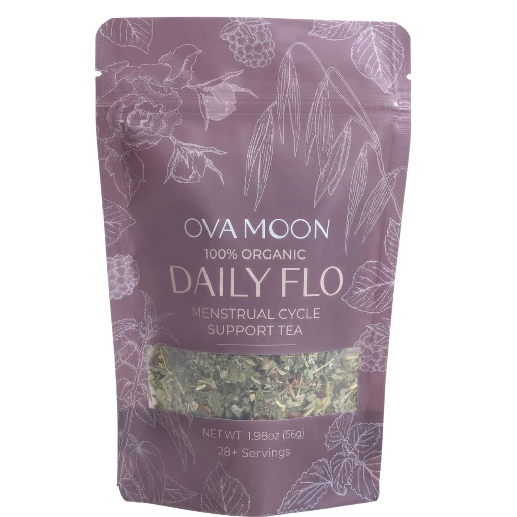 Ova Moon PMS Tee: Natürliche Periode Relief von Cramps, Bloating, und Menstrual Pain | Red Raspberry Leaf, Rose, Oat Straw, Nettle and Lemon Balm | 100% Organic Loose Leaf