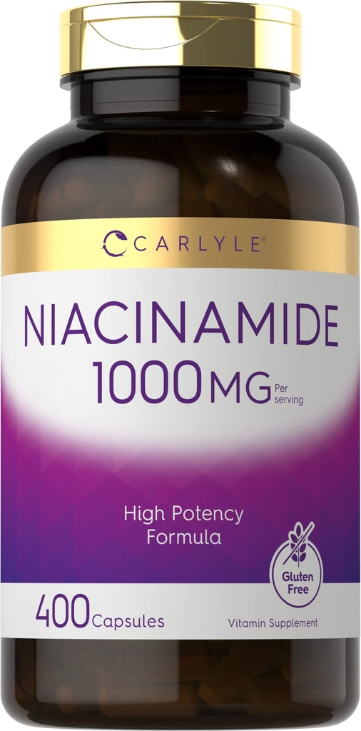Carlyle Niacinamid 1000 mg | 400 Kapseln | Hohe Potenzformel | Non-GMO, Glutenfreie Ergänzung