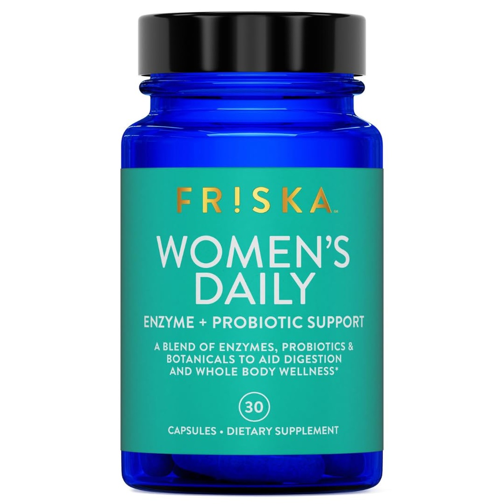 FRISKA Women’s Daily Digestive Enzyme and Probiotics Supplement, Advanced Natural Support for Female Digestive Health, Fights Bloating, Eases Digestion, Unterstützt Nährstoffabsorption, 30 Kapseln