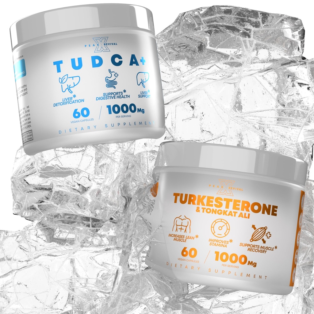 TUDCA+ 1000mg Supplément de sel biliaire pour le soutien du foie + Turkestérone et Tongkat Ali 1000mg Augmenter l'endurance (60 capsules)