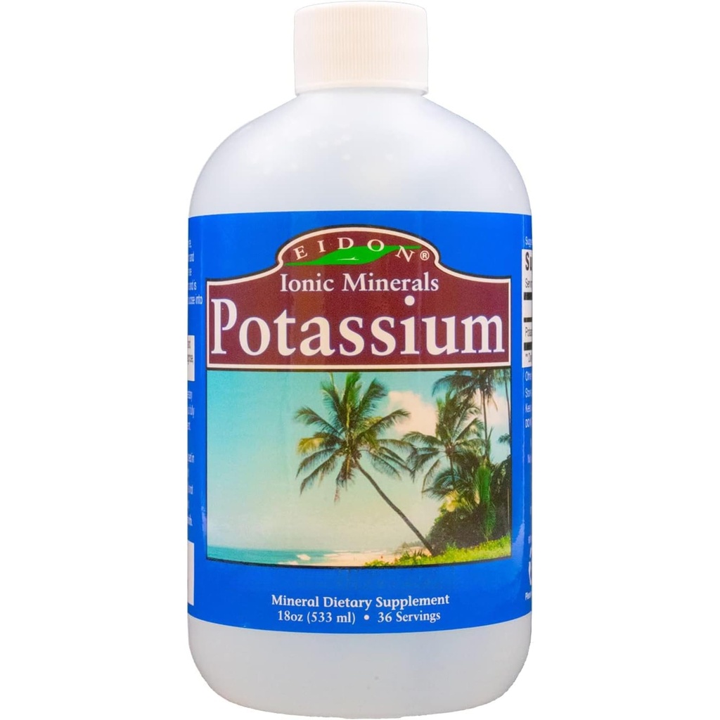 Eidon Liquid Potassium Supplement - Kaliumchlorid Tropfen, essentielle Elektrolyt für Zellfunktion, Bioverfügbare Ionic Minerals, Alle natürlichen, keine Konservierungsstoffe oder Additive - 18 oz