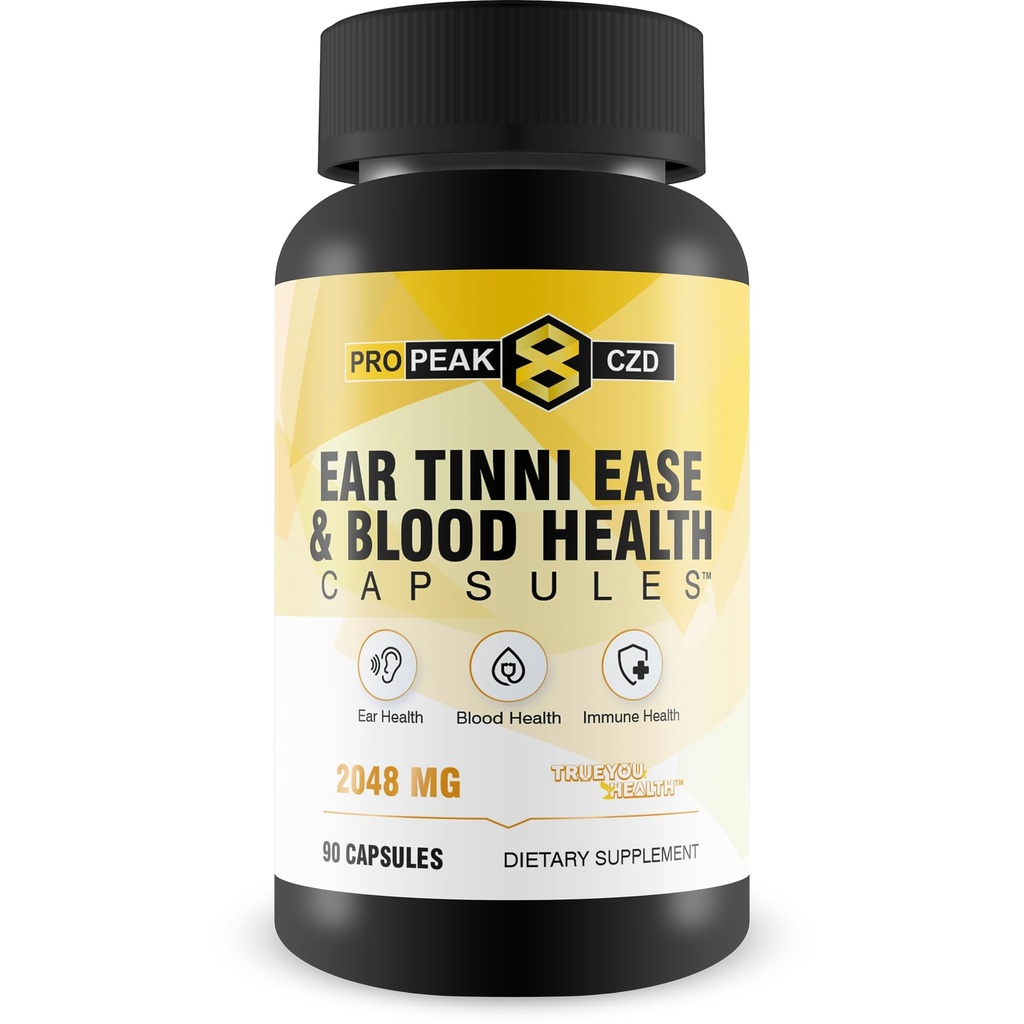 Acouphène naturel Relief Ear Tinnie Ease Immune Boost - Notre meilleur Relief d'acouphène pour le supplément de soutien immunitaire des oreilles - Blood Booster - Santé de l'oreille - Immune Boost Blood Builder Blood Health Pills