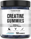 Jacked Factory Creatine Monohydrate Gummis (3g) - Kreatin für Muskelwachstum, Stärke, Enhanced Energy und verbesserte sportliche Leistung - 150 Gummis, Blau Himbeer