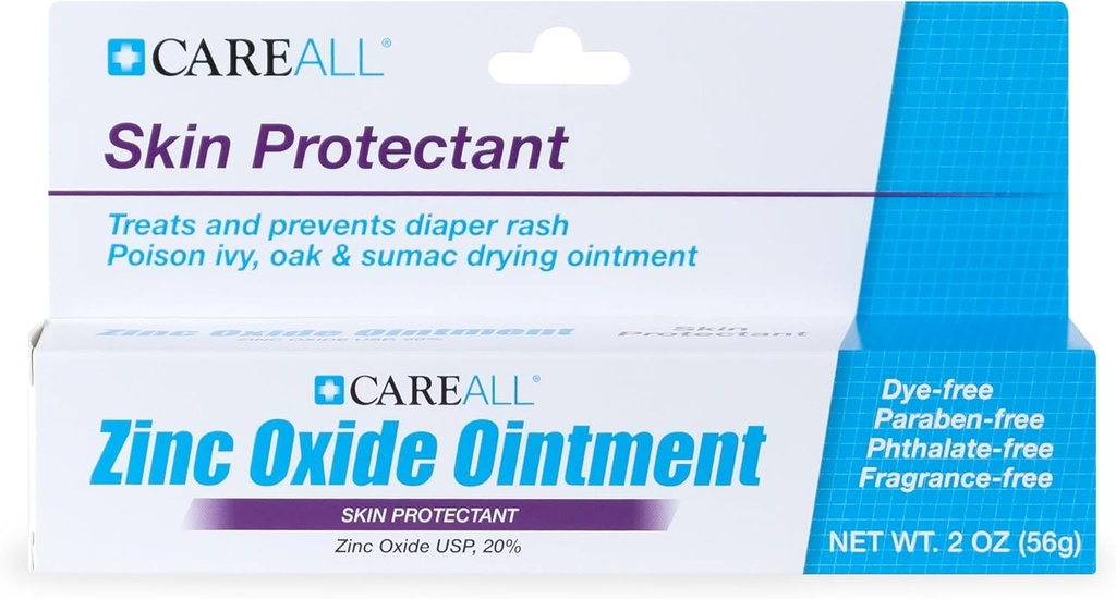 SoinAll Zinc Oxide 20% Protection de la peau Barrière Onguent 2 onces, soulage, traite et prévient les irritations mineures de la peau dues à la rash de couches. Aide à sceller le mouillé. Protège la peau chafée.