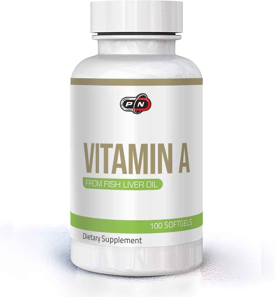 Pure Nutrition Vitamin A 10000 iu 3000 mcg|aus natürlichem Fisch Leberöl 100 Sofgels|Support Gesunde Immunsystem Knochen und Vision|None GMO Premium-Qualität Retinyl Palmitate Kapseln Ergänzung