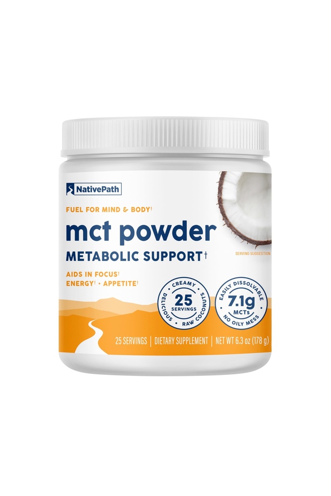 NativePath MCT Öl-Pulver-Ergänzung - Entflammte MCT Pulver mit Keto-Friendly C8 MCTs. Frei von Molke, Gluten und GVO, 25 Servietten