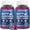2 Pack 300MG 5-HTP GABA Schlaf-Ergänzungsgummis mit 200mg L-Theanin-Ergänzung für Gehirn, Mood Stabilisator und Schlaf-Unterstützung, Melatonin-frei, Omega 3-6-9 für natürliche Zzzs, Blueberry Flavor