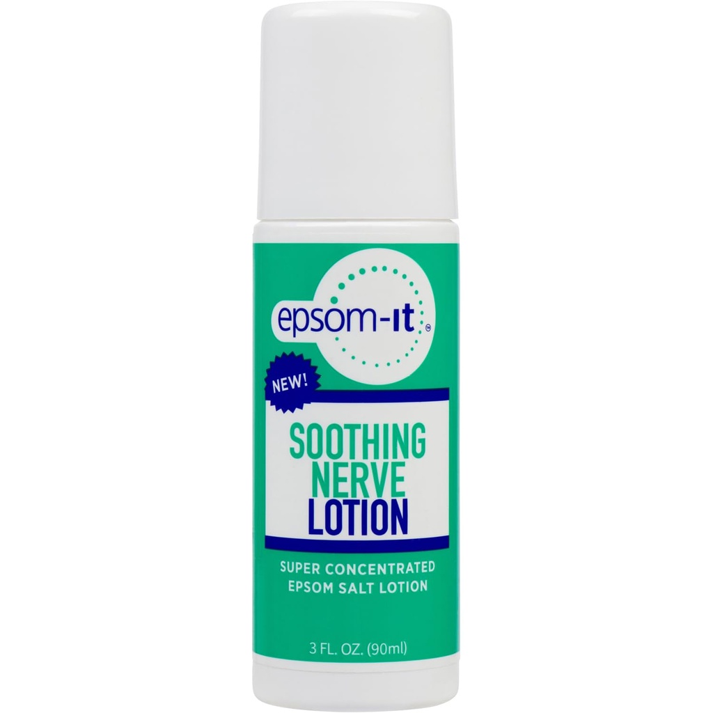 Epsom-It Lotion Nerve apaisante - Rouler sur Epsom Lotion de magnésium de sel, Crème de magnésium topique avec Capsaicin & Arnica pour les muscles fatigués et le sommeil, 3oz