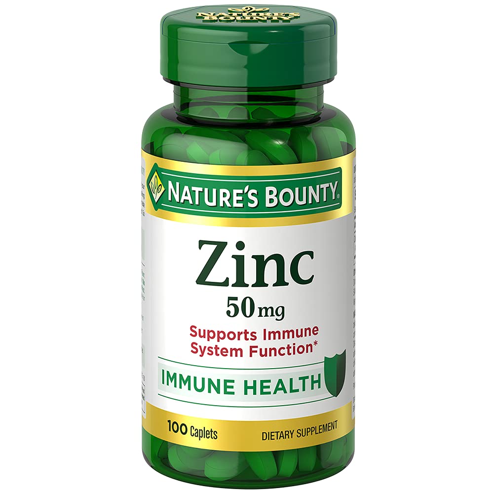 Nature's Bounty Zinc 50 mg Caplets, Unflavored, 100 Count, Pack von 2