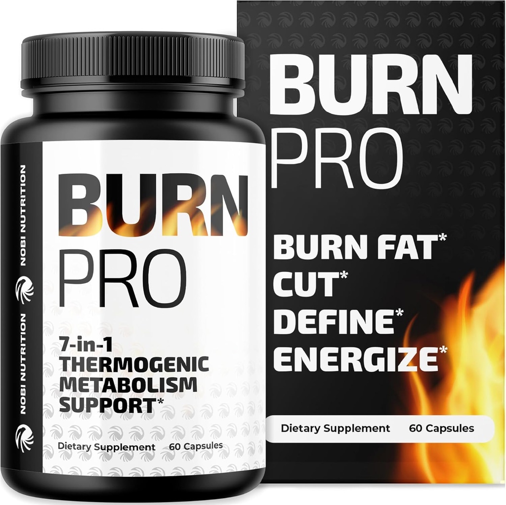 Burn Pro 7-in-1 Thermogener Metabolismus Booster | Gewichtsmanagement Unterstützung Ergänzung mit Appetit & Energie Unterstützung | Bloating Relief, Gezielte Belly Toning & Keto Inducing | Slim, Trim & Tone | 60ct
