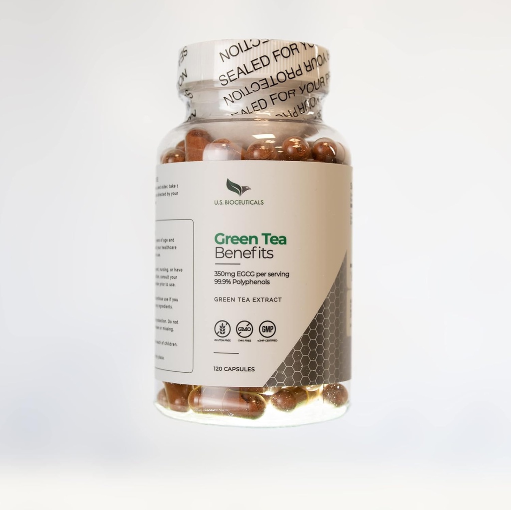 Green Tea Benefits - Über 350mg EGCG Per Bottle - 99,9% Polyphenole - Unterstützt Gesundheit - 120 Kapseln pro Flasche