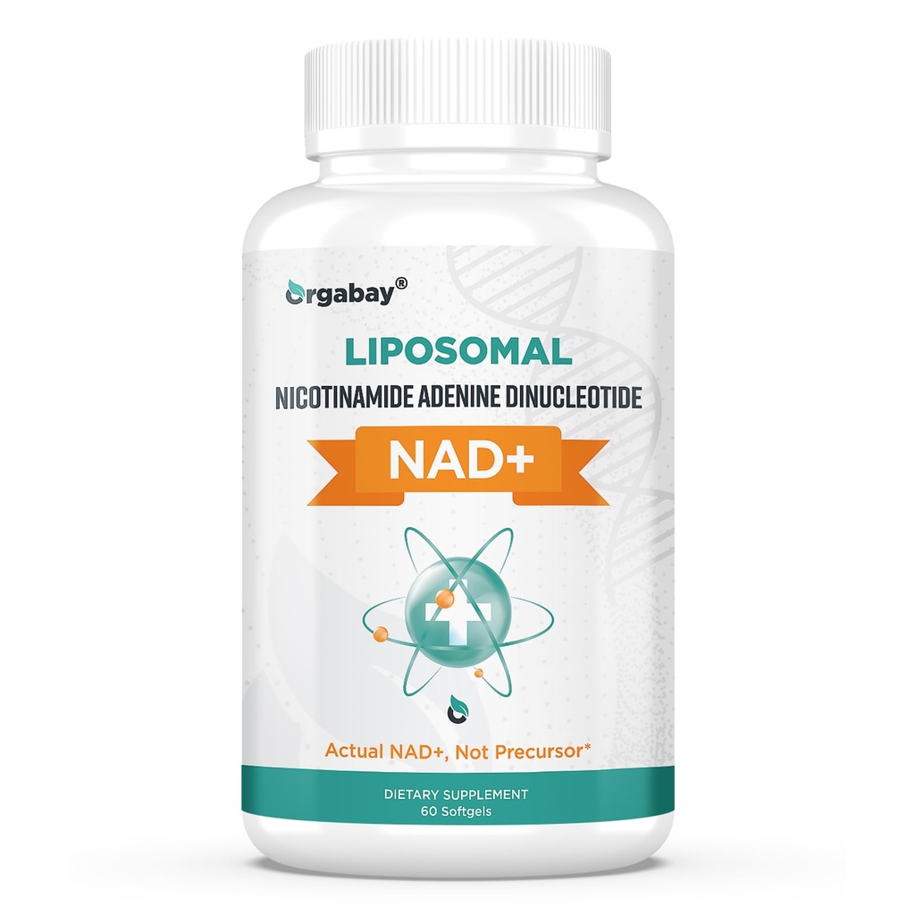 Orgabay NAD liposomique + Supplément 500 mg, Absorption élevée, Boost NAD+ avec TMG 250 mg, Réel NAD Plus plus plus efficace que le riboside de Nicotinamide, Soutien énergie cellulaire, Vieillissement en santé