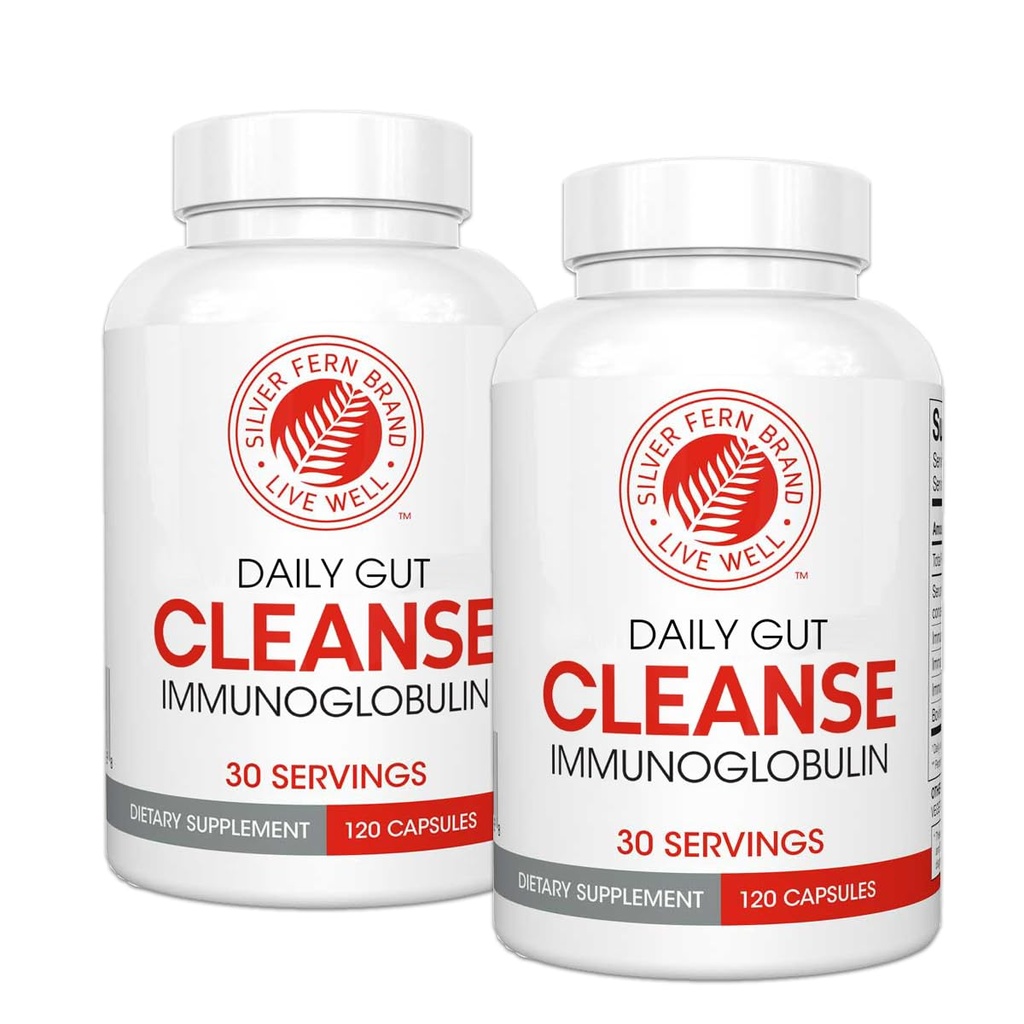 Nettoyer la fougère d'argent - Gut quotidien - 2 bouteilles - 240 capsules - 60 jours d'approvisionnement - Immunoglobuline G, A & M -(IgG, IGA, IgM) - Système digestif et système immunitaire - Support postbiotique