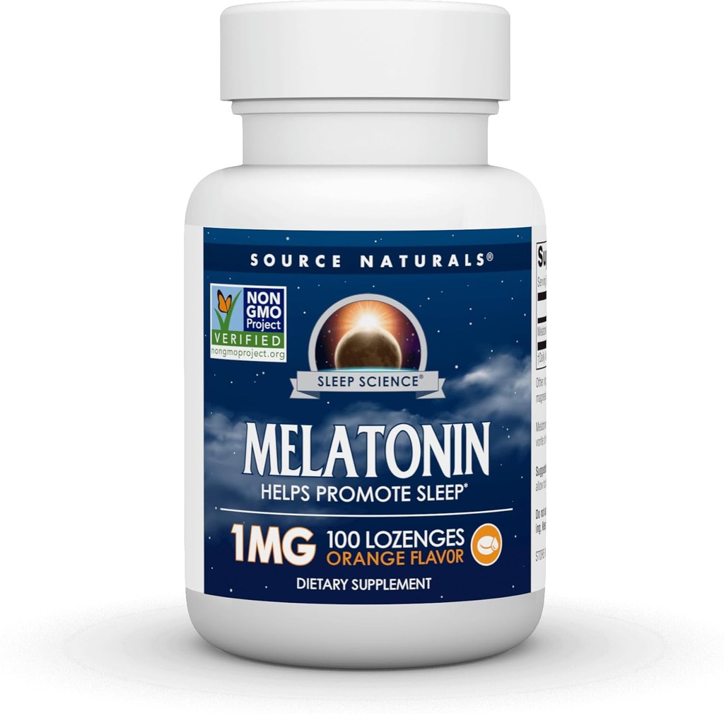 Source Naturals Sleep Science Melatonine 1 mg, 100 Lozanges à saveur orange