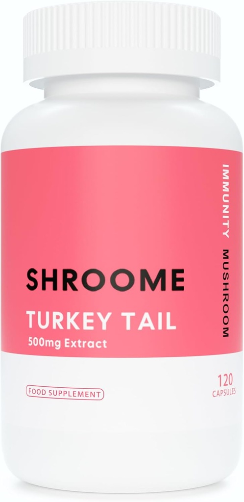 Turkey Tail Mushroom Capsules de 120 Capsules de Premium Beta Glucans d'extrait de haute résistance de champignons Supplément de champignons de 100% Corps de fruits de 100% Pas d'additifs de végétalien