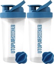 Bouteille Utopia Home Protein Shaker - (Pack of 2) Bouteille 28-Ounce Shaker pour mélanges de protéines - Fitness Sports Classic Protein Shaker Bouteille (Clear/Navy)