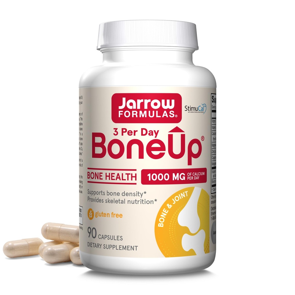 Jarrow Formeln BoneUp Drei pro Tag für Knochendichte und Skelettnahrung, umfasst Vitamin D3, K2 (als MK-7) und Calcium, 90 Kapseln, 30 Tage Versorgung