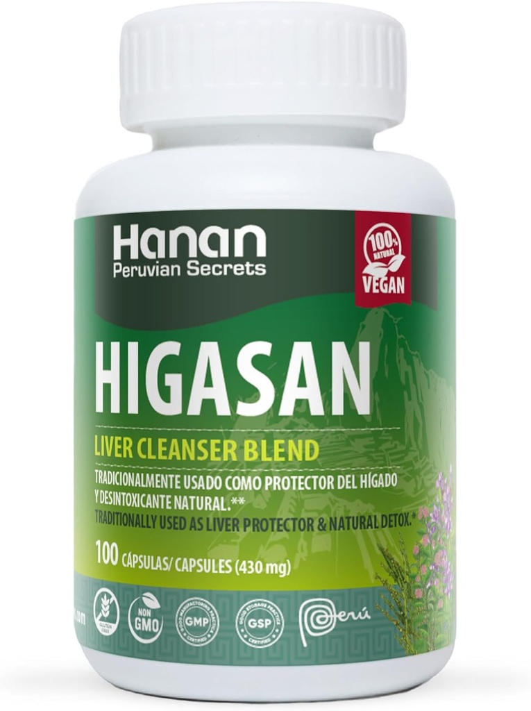 Hanan Higasan Liver Cleanser Blend | 100 Kapseln | Natürliche Hilfsmittel bei der Unterstützung gesunder Leberfunktion und gesunder Cholesterinspiegel (2 Pack)