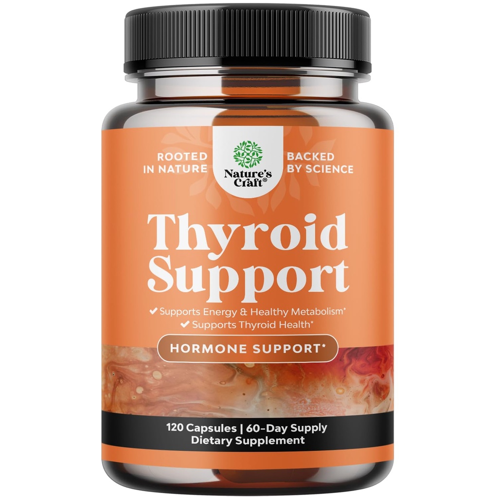 Herbaler Schilddrüsen-Support-Komplex - Potent Kelp-Iodine-Ergänzung mit L Tyrosin, Bladderwrack, Selenium & Pure Ashwagandha für Hormone Balance - Mood & Energy Diätpillen - 120 Halal Kapseln