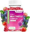 Milk Thistle Gummies, 10-in-1 Kräuterformel für Leberreiniger Detox & Repair mit Dandelion Root, Turmeric, Artichoke - Optimale Leberfunktion und Verdauungsgesundheit - Gemischte Berry Flavor