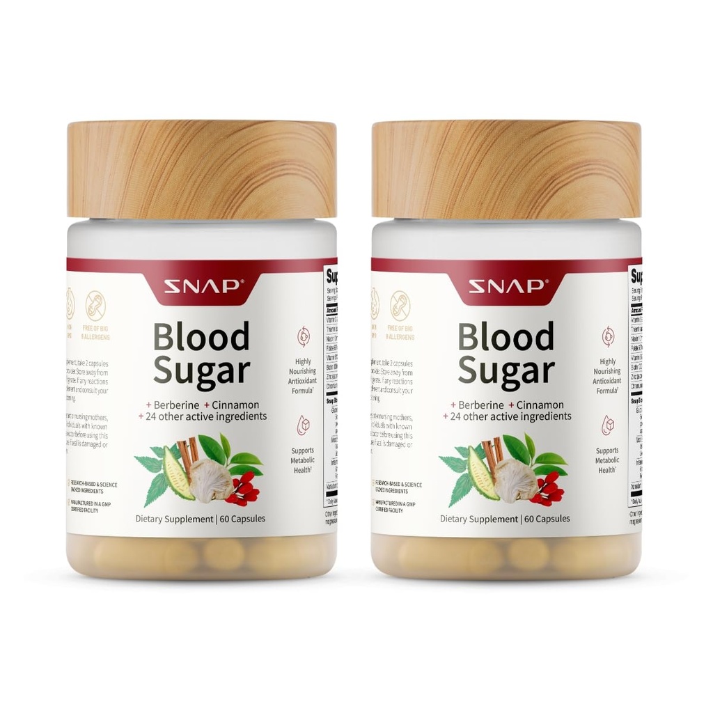 Snap Supplements Blutzuckermischung, CoQ10, Zimt, Alpha-Liposäure und Gymnema, Zuckerfrei, 60 Kapseln, 2 Packung