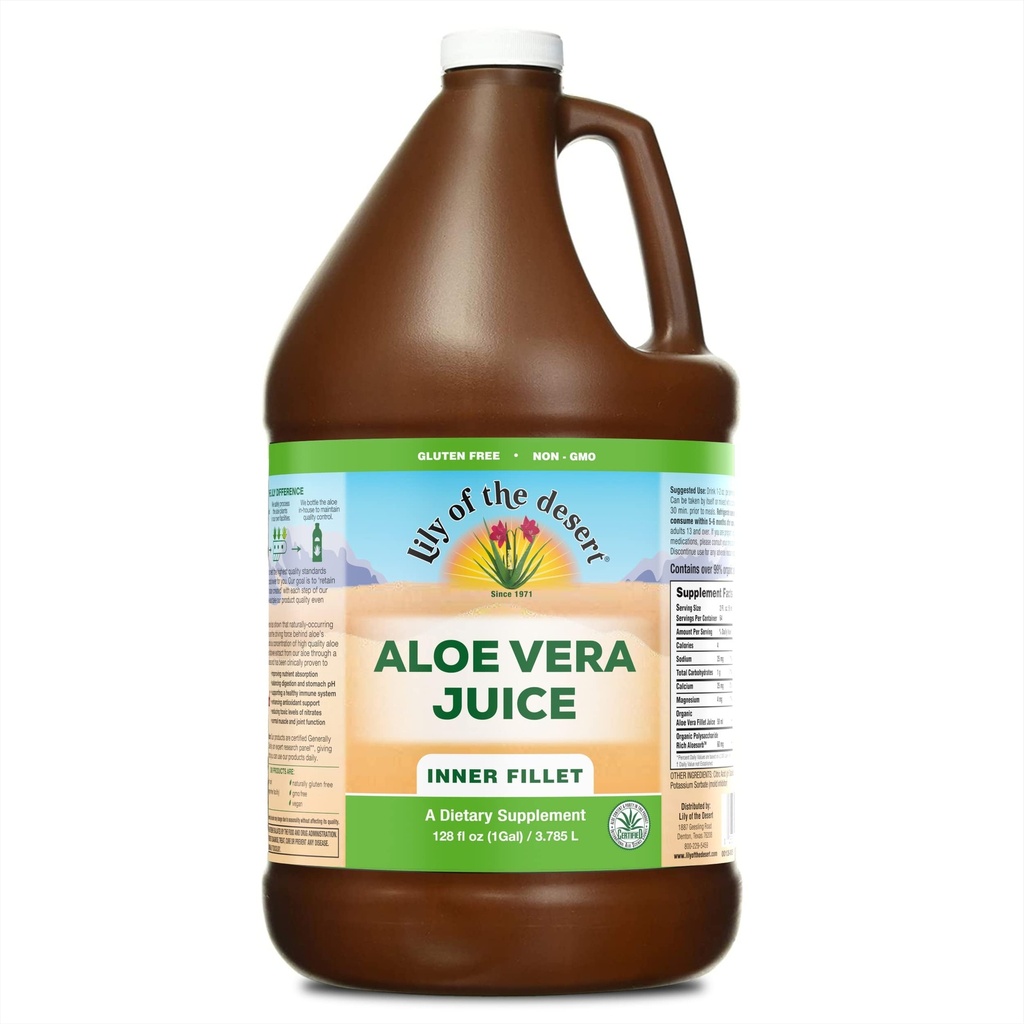 Lily of the Desert Aloe Vera Juice - Inner Fillet Aloe Vera Drink, Bio Aloe Juice mit natürlichen Vitaminen, Verdauungsenzyme für Gut Health, Stomach Relief, Wellness, Glowing Skin, 128 Fl Oz