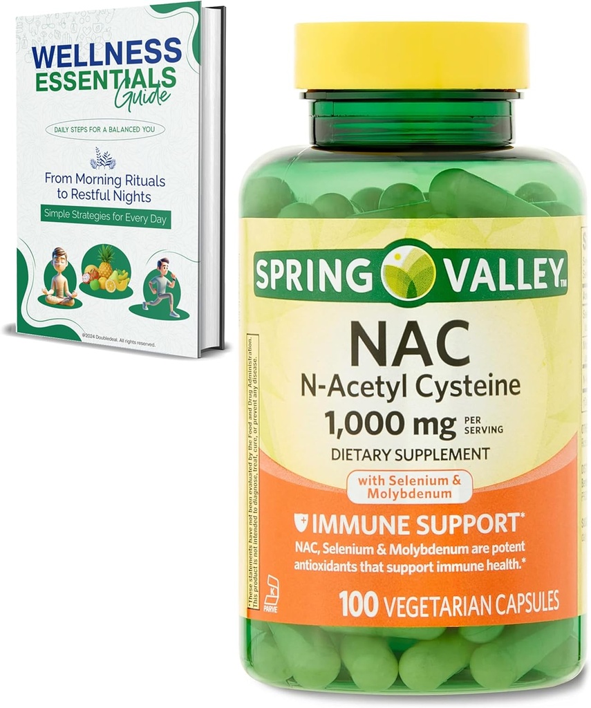 NAC Supplement N-Acetyl Cystein | 1000mg, 100 Count | Immununterstützung, Vegetarische Kapseln | Glutenfrei, Sojafrei, Lactosefrei | mit Selen und Molybdän