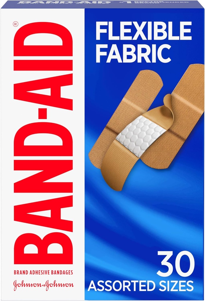 Band-Aid Marke Flexible Stoff Klebebänder, Komfortable Sterile Schutz & Wound Pflege für Minor Cuts & Burns, Quilt-Aid Technologie zu Kissen schmerzhafte Wunden, sortierte Größen, 30 ct