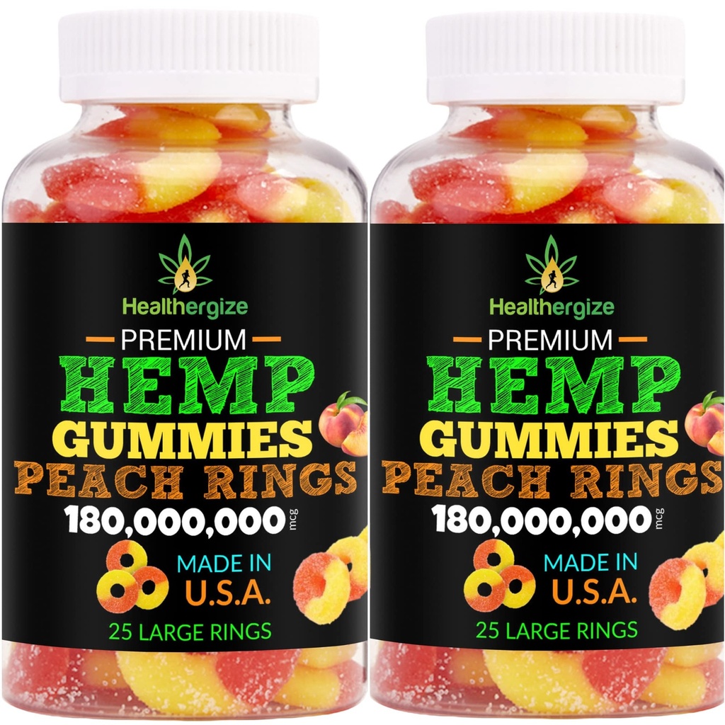 2PACK Hanfgummis-Fresh Delicious Gummy Peach-für Schlaf, ruhig und entspannen, Back-Premium Hanf Öl Gummy Edibles, Natural Hemp Party-Made in USA