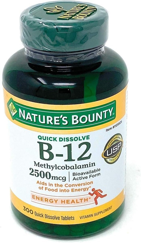 Nature's Bounty Vitamin B-12 2500 mcg, 300 Schnellauflösen Tabletten