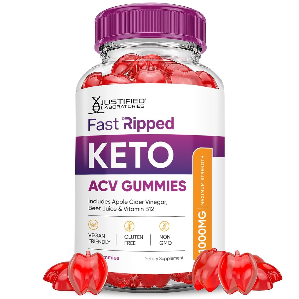 Fast Ripped Keto ACV Gummis Advanced Formel 1000MG Fast Ripped Keto Gummis Apfel Apfel Apfel Apfel Apfelegar Formuliert mit Granatapfel-Essigpulver B12 Vegan Non GMO 60 Gummys