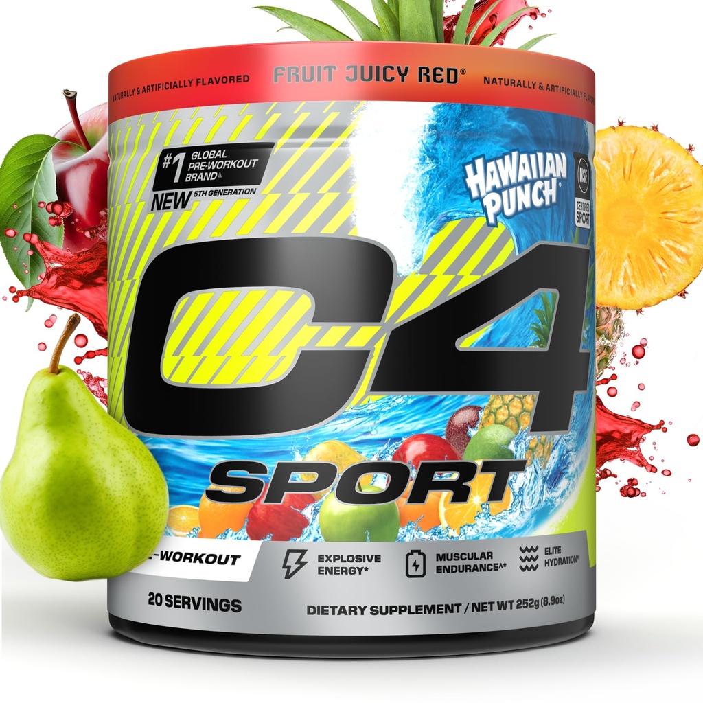 Cellucor C4 Sport Pre Workout Powder - NSF zertifiziert für Sport - Elite Hydration - 200mg Koffein + Kreatin + Beta-Alanin - Elektrolyte und Energieergänzung - Hawaiian Punch, 20 Servierungen