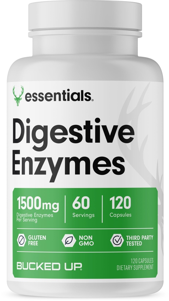 Aufgeknickte Verdauungsenzyme (1500 mg), Essentials (60 Servietten, 120 Kapseln)