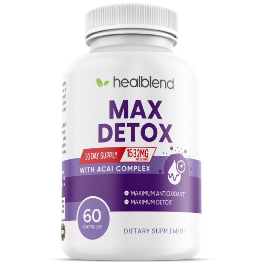Max Detox Supplement, Advanced Gut Cleanse Detox für Frauen und Männer mit Psyllium, Chlorella, Hyssop Herb & Papaya, mit Acai Complex - Colon Cleanse - 60 Kapseln (1)