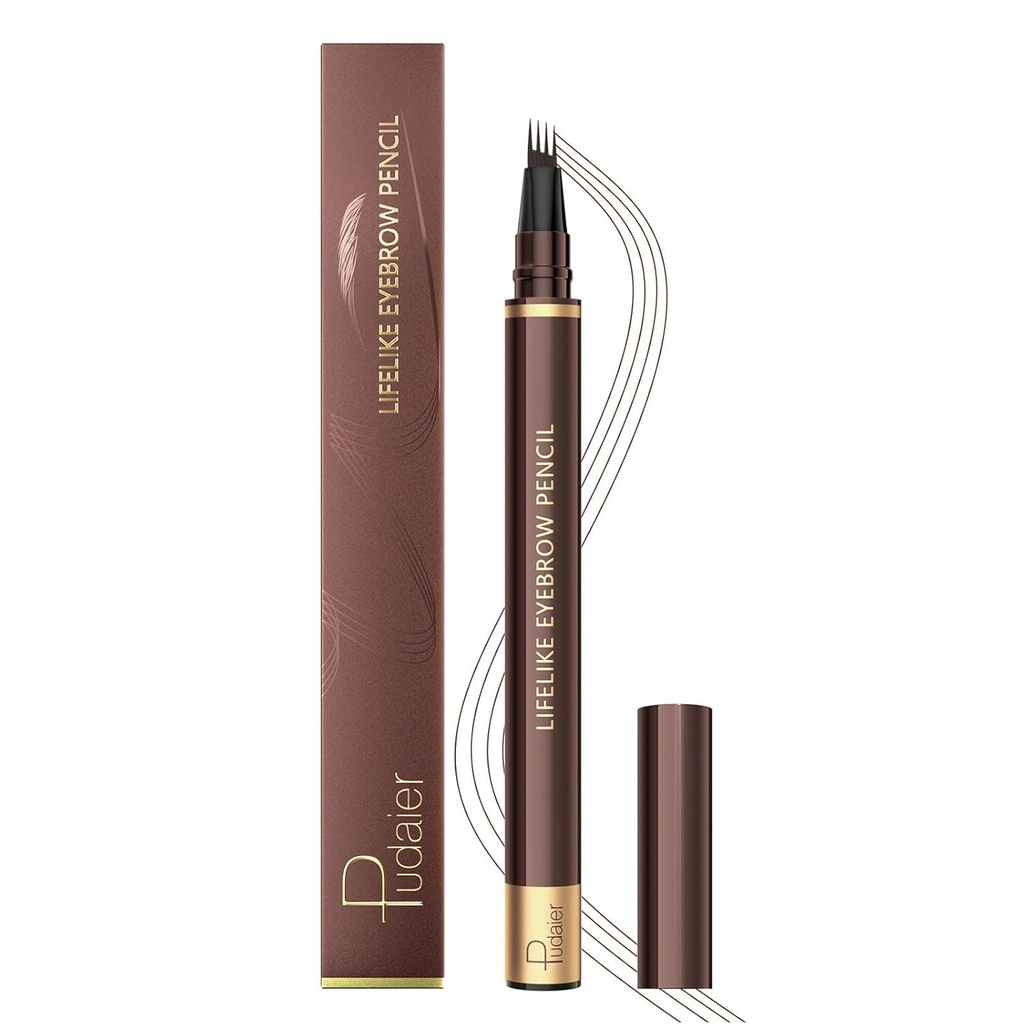 Microblading Eyebrow Pen, Magic Eyebrow Pencil für Damen mit 4 Gabel Tipp, Wasserdicht Brow Makeup Pen, Natürlich aussehend, Haare wie Strokes, langes Tragen