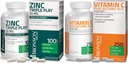 Bronson Vitamin C 1000 mg Premium Non-GMO Ascorbic Acid + Bronson Zinc Triple Play 30 mg Triple Coverage Immune Support Zinc Supplement