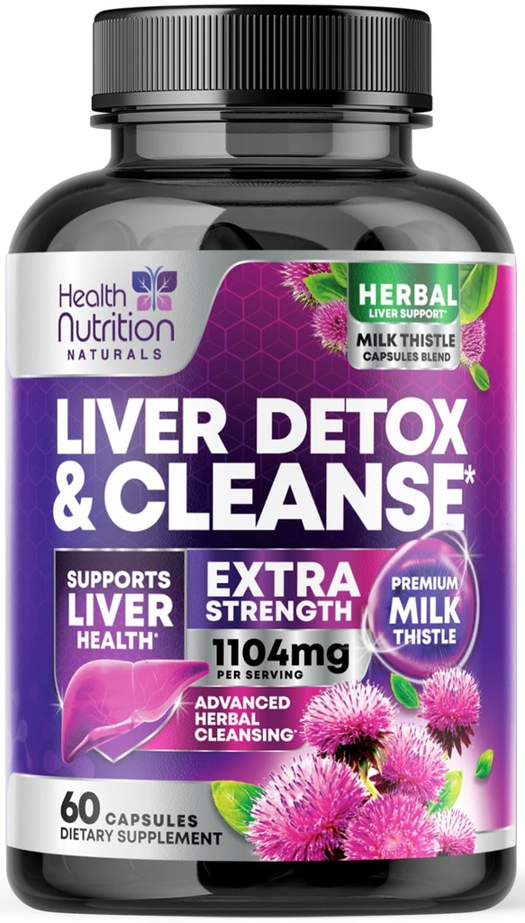 Gentle Liver Cleanse Detox & Repair Formula - Advanced Liver Support Supplement mit Silymarin Milk Thistle, Dandelion Root, Artichoke Extract, Turmeric, Choline, & Beetroot - 60 Veggie Capsules